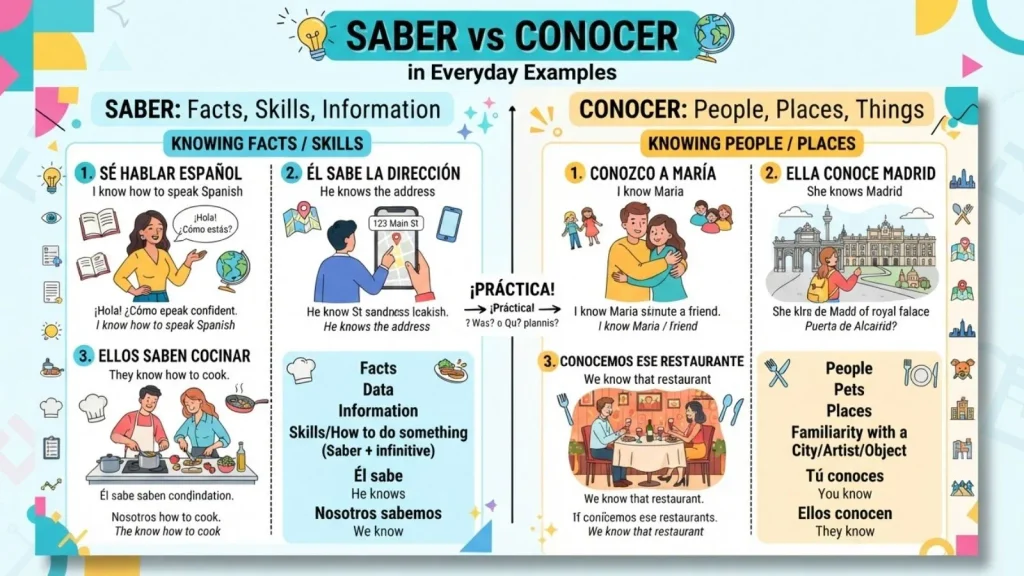 Saber and Conocer in Everyday Examples