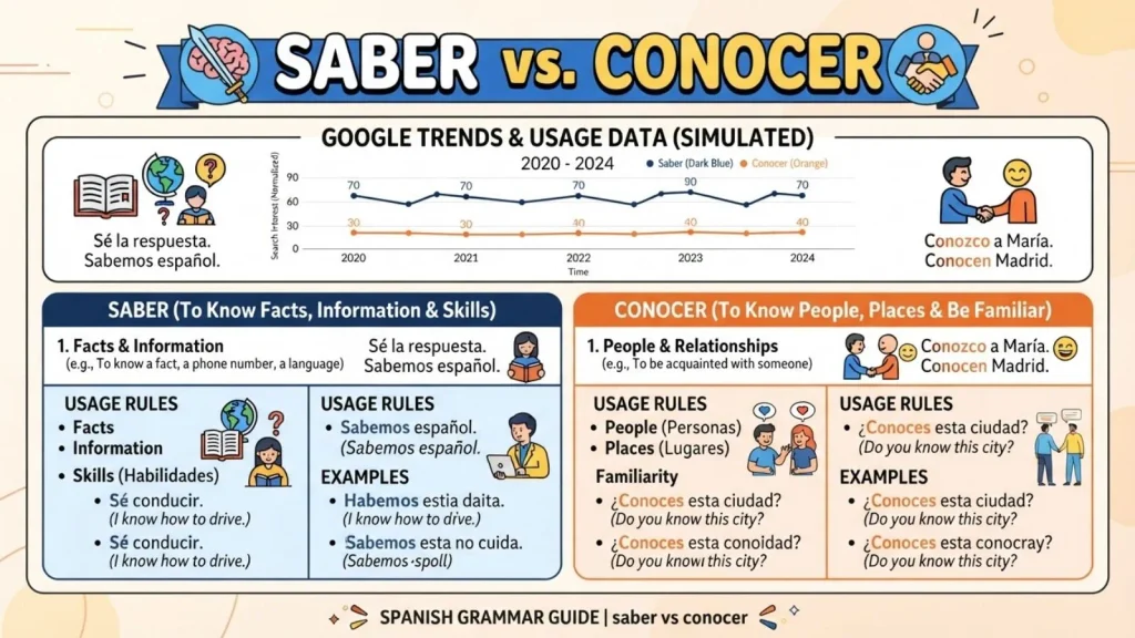 Saber or Conocer – Google Trends & Usage Data