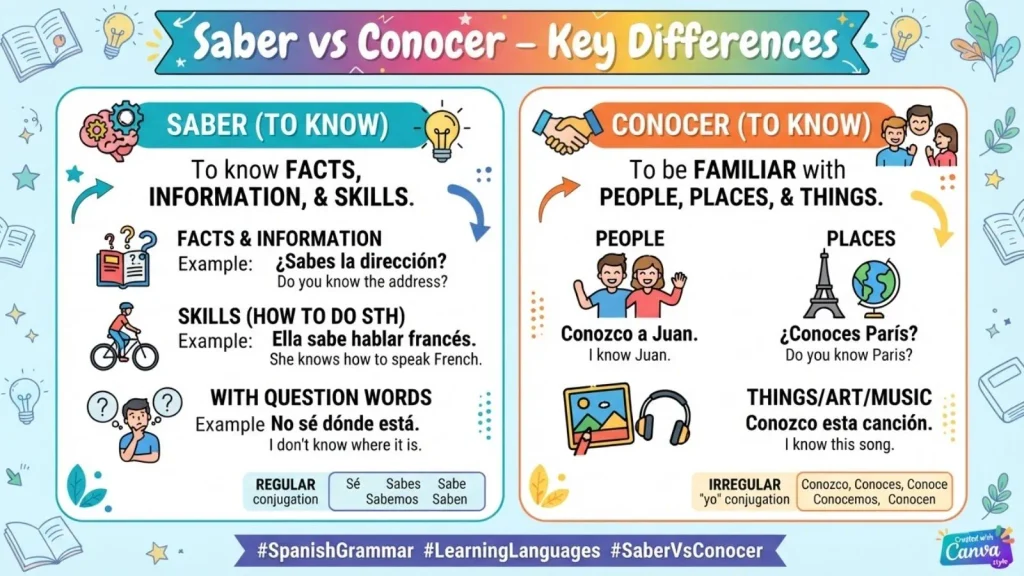 Saber vs Conocer – Key Differences
