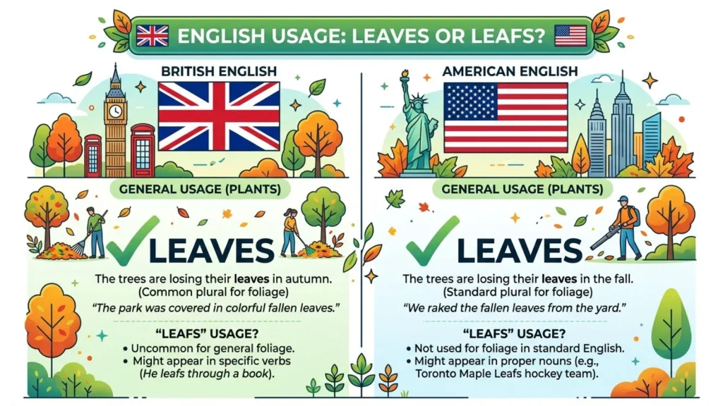 British English vs American English leaves or leafs