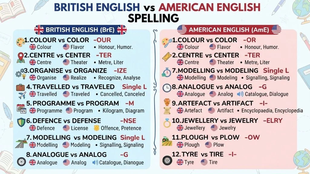 British English vs American English Spelling