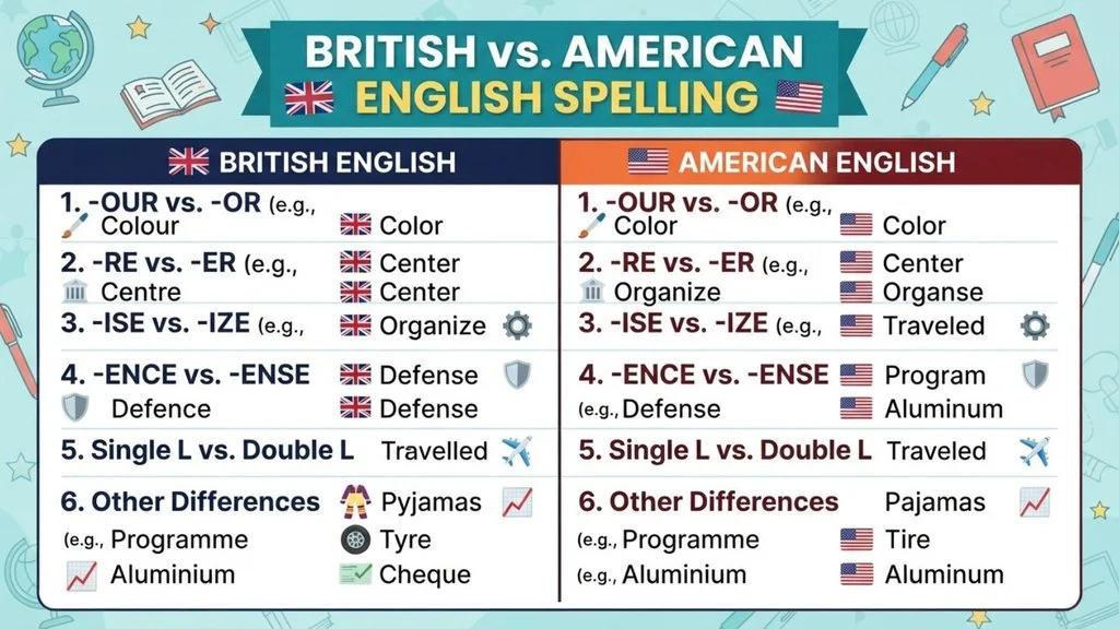 British English vs American English Spelling