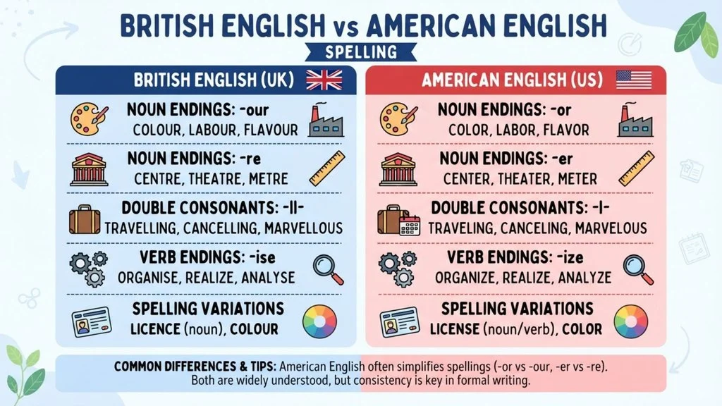 British English vs American English Spelling
