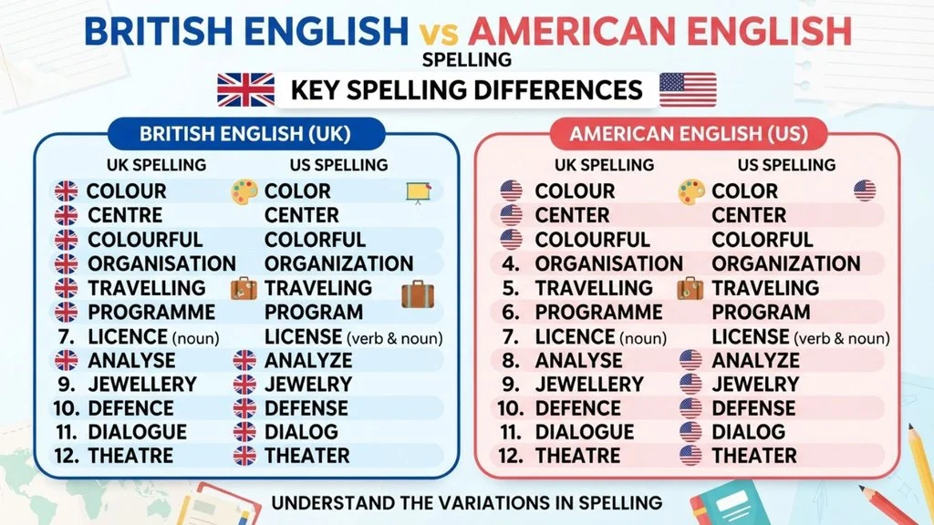British English vs American English Spelling