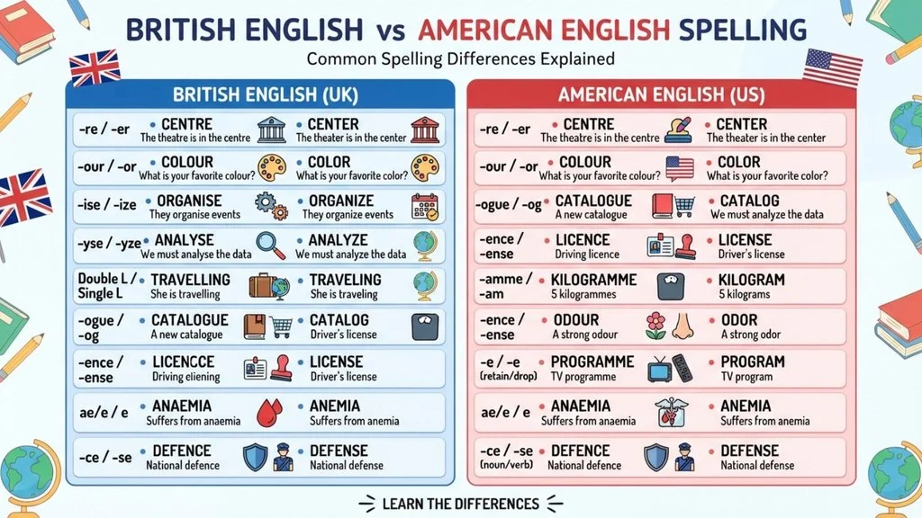 British English vs American English Spelling