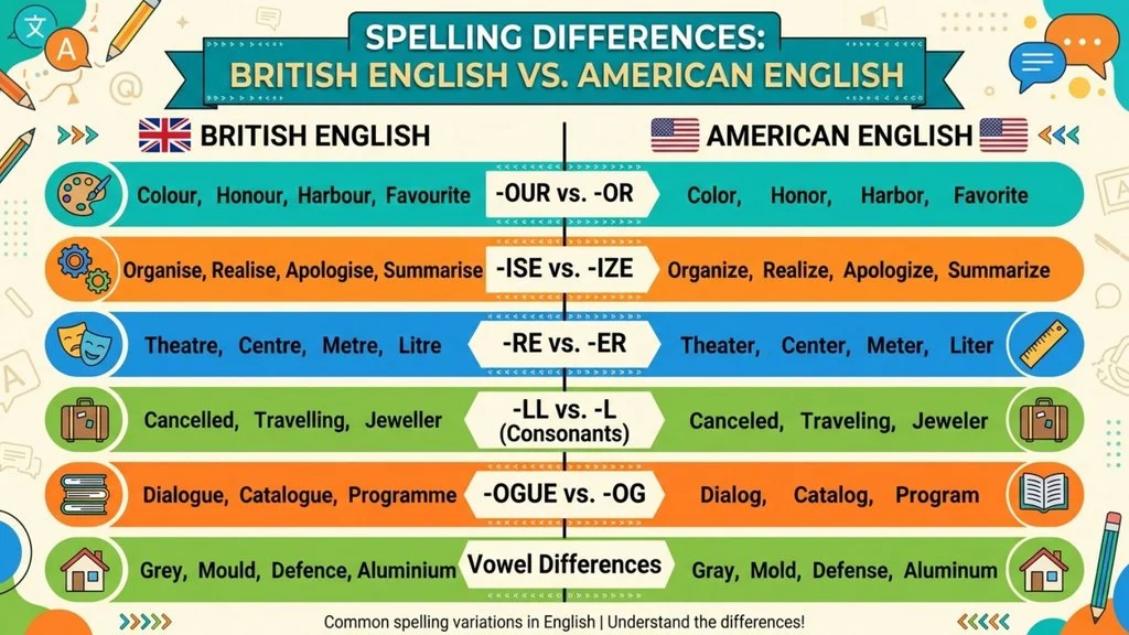 British English vs American English Spelling