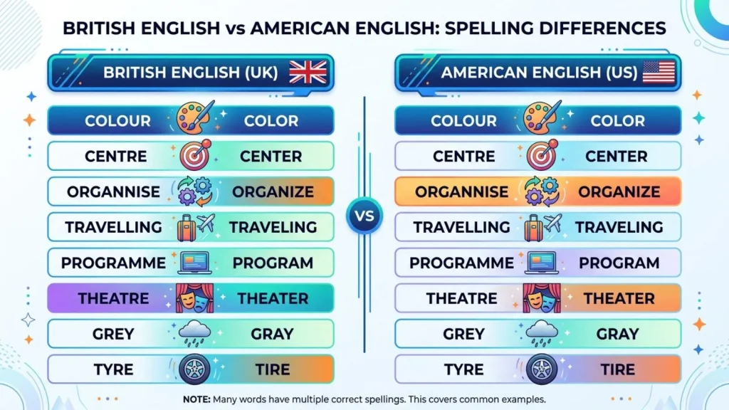 British English vs American English Spelling