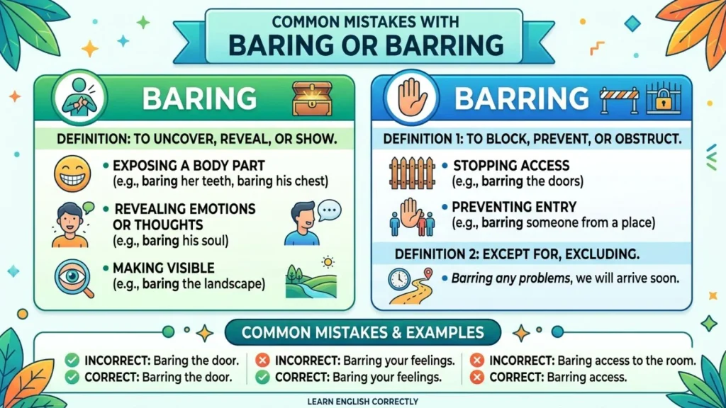 Common Mistakes with Baring or Barring