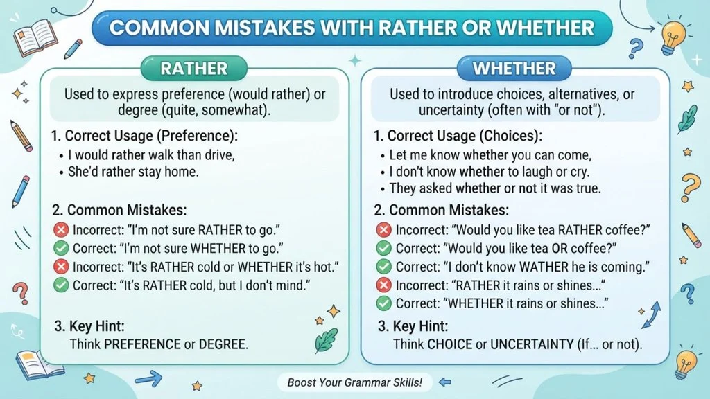 Common Mistakes with Rather or Whether