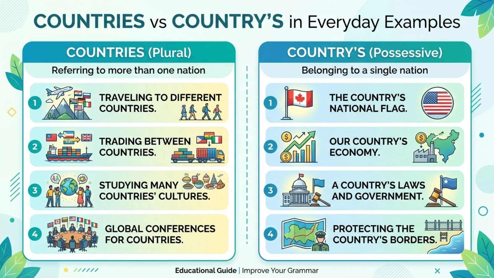 Countries or Country’s in Everyday Examples