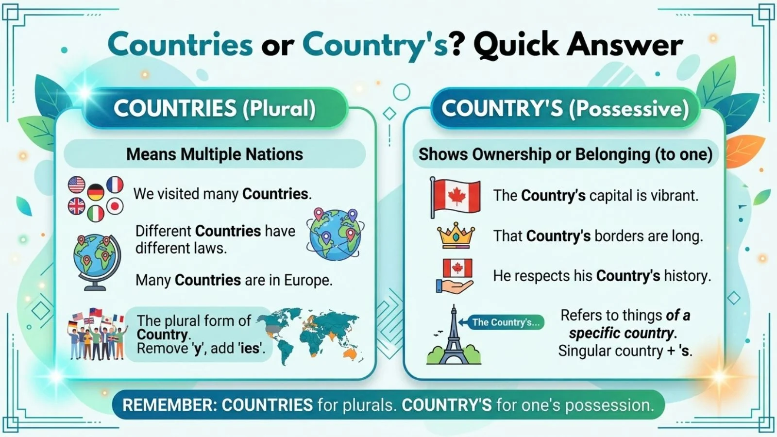 Countries or Country’s – Quick Answer