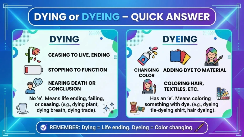 Dying or Dyeing – Quick Answer
