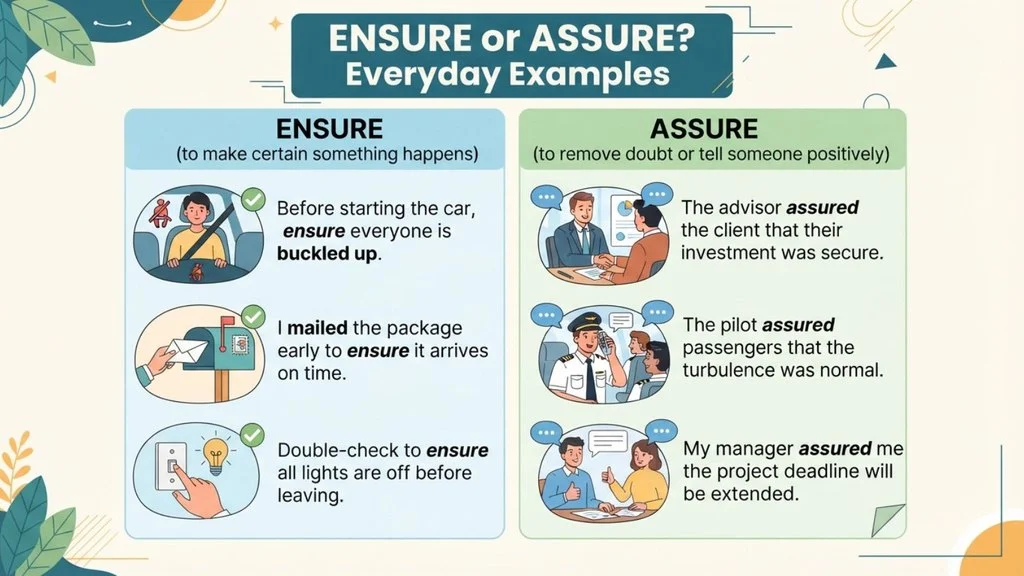 Ensure or Assure in Everyday Examples