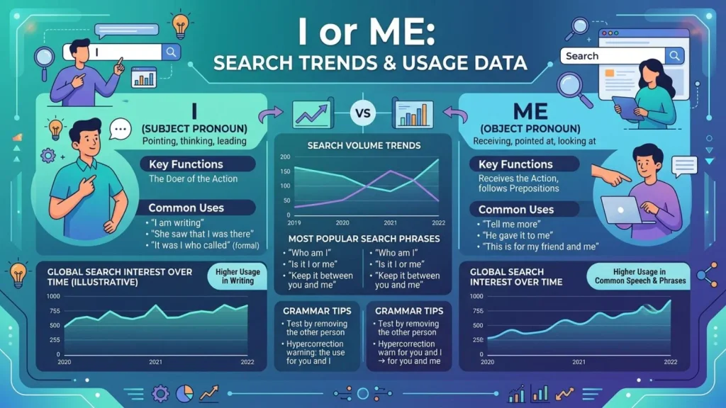 "I or Me" – Search Trends and Usage Data