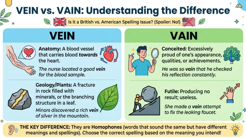 Is This a British vs American Spelling Issue vein or vain ?