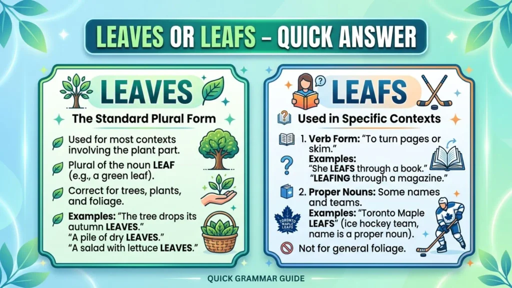 Leaves or Leafs – Quick Answer