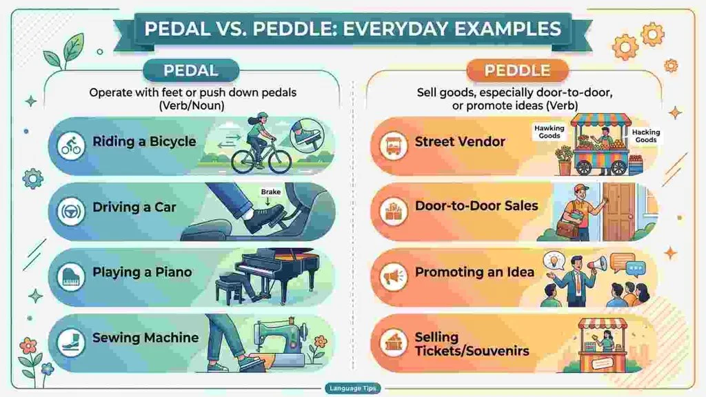 Pedal or Peddle in Everyday Examples