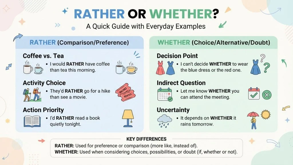 Rather or Whether in Everyday Examples