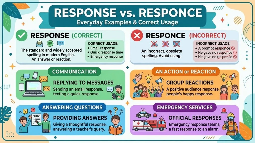 Responce or Response in Everyday Examples