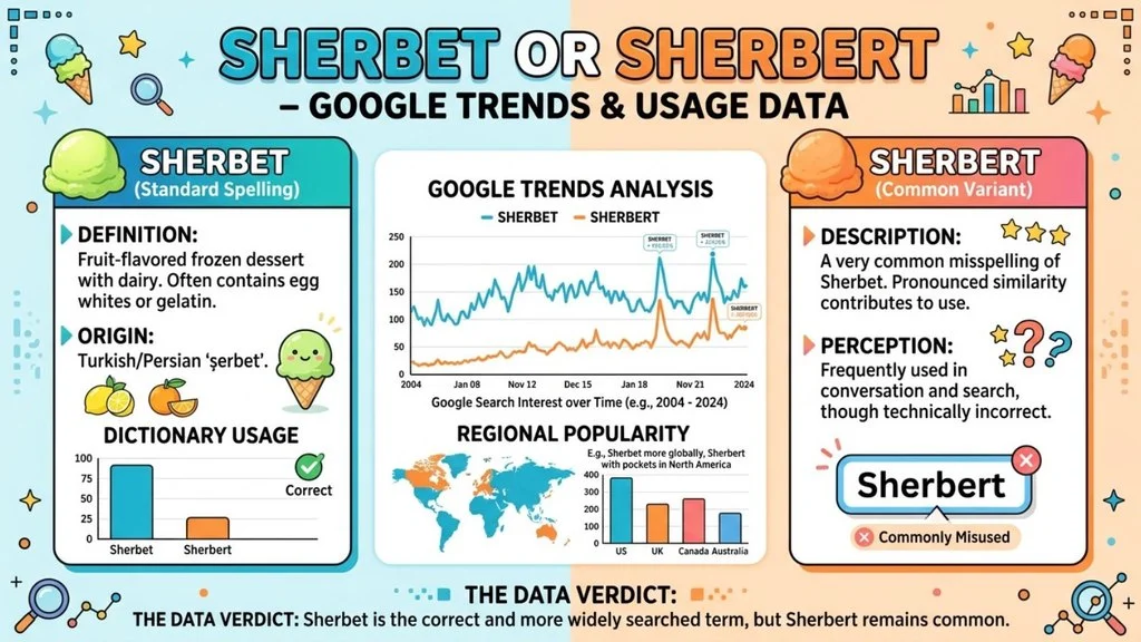 Sherbet or Sherbert – Google Trends & Usage Data