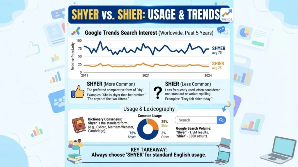 Shyer or Shier – Google Trends & Usage Data