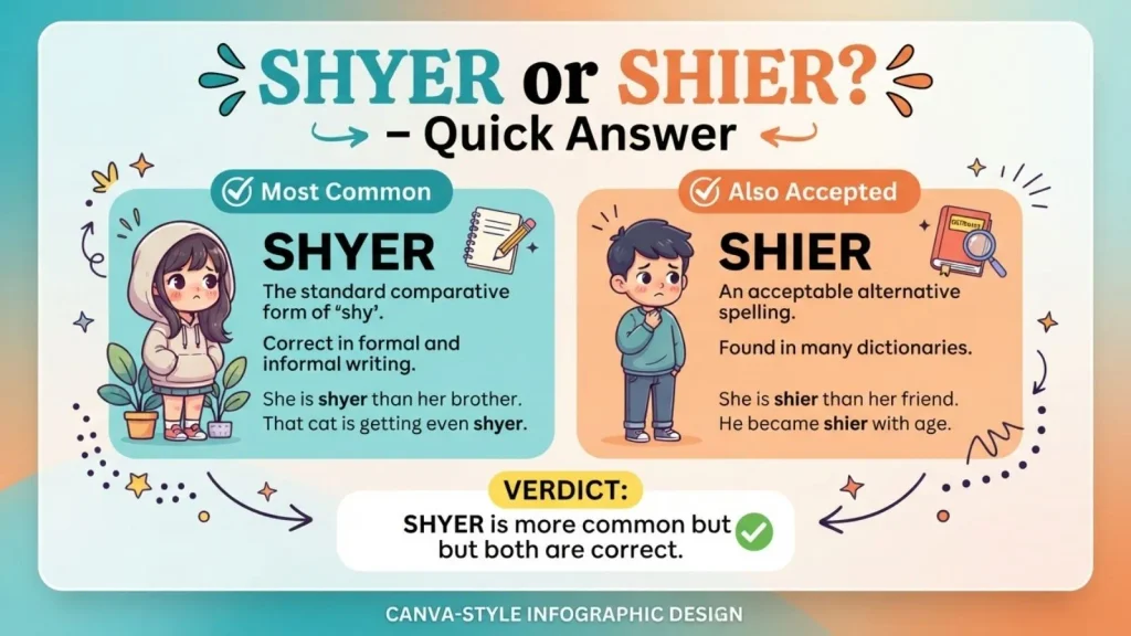 Shyer or Shier – Quick Answer