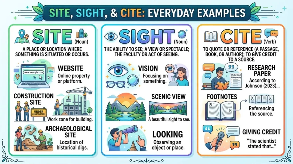 Site, Sight, and Cite in Everyday Examples