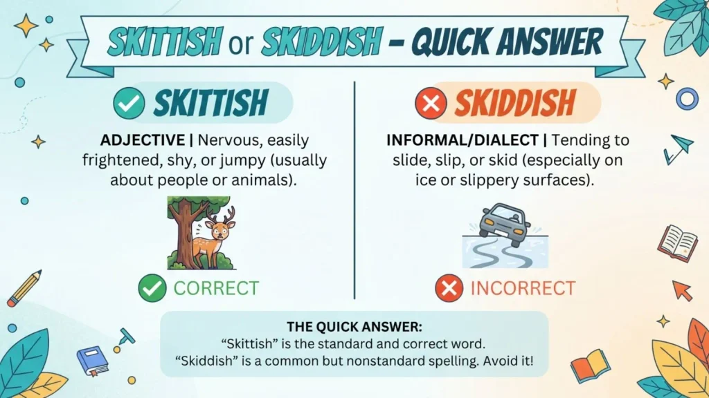 Skittish or Skiddish – Quick Answer