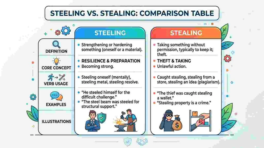Steeling or Stealing – Comparison Table