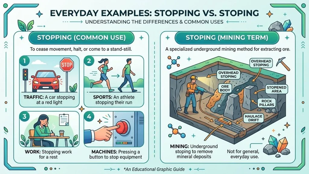 Stopping or Stoping in Everyday Examples