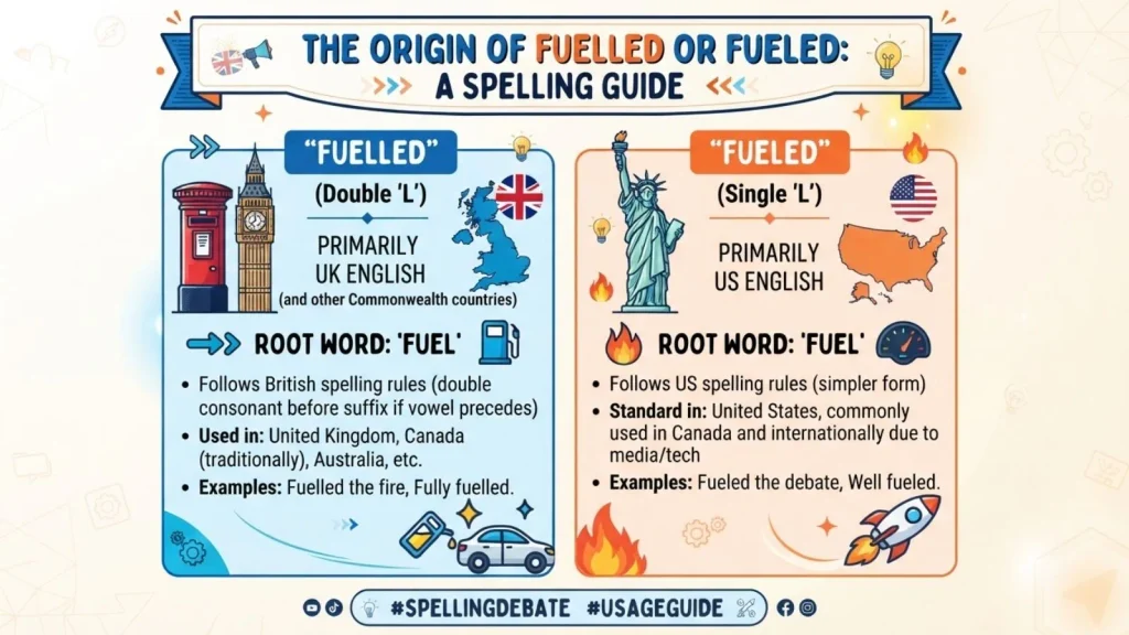 The Origin of Fuelled or Fueled