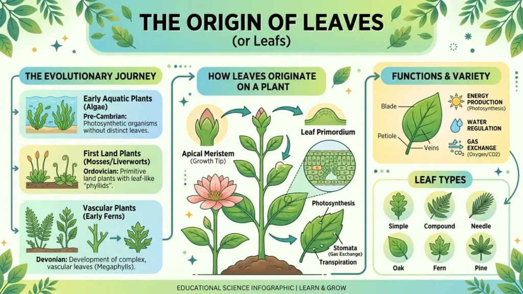 The Origin of Leaves or Leafs