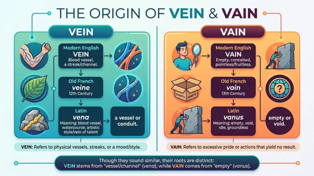 The Origin of Vein and Vain