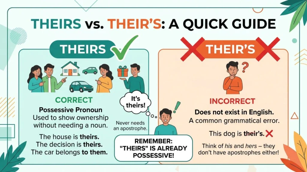 "Theirs" or "Their's" – Quick Answer
