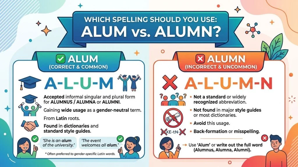 Which Spelling Should Use alumn or alum ?