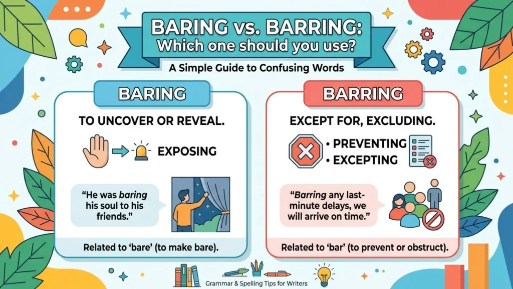 Which Spelling Should Use baring or barring ?