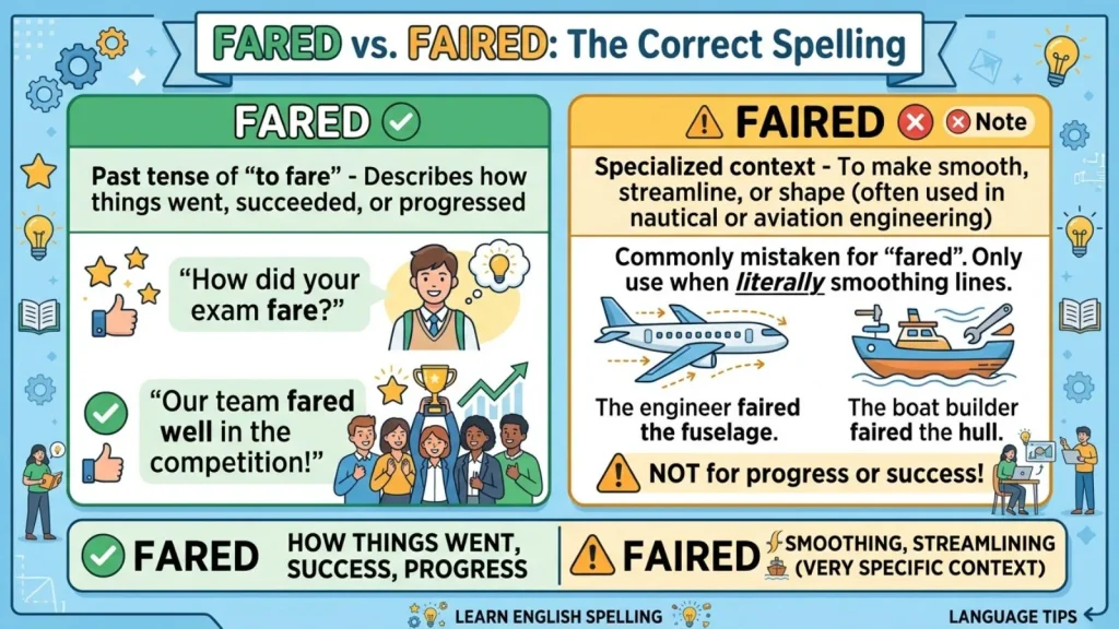 Which Spelling Should Use faired or fared?