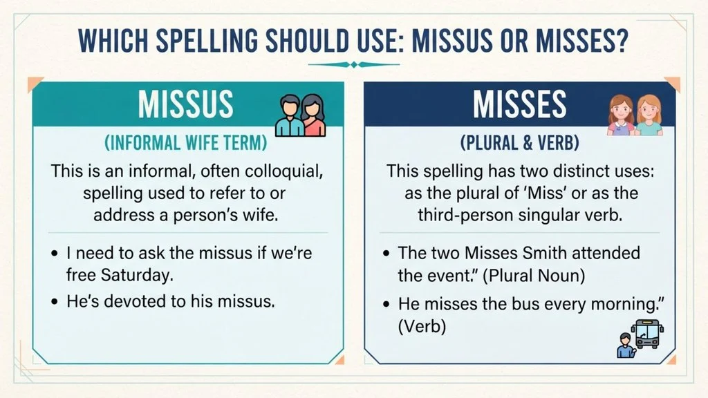 Which Spelling Should Use Missus or Misses ?