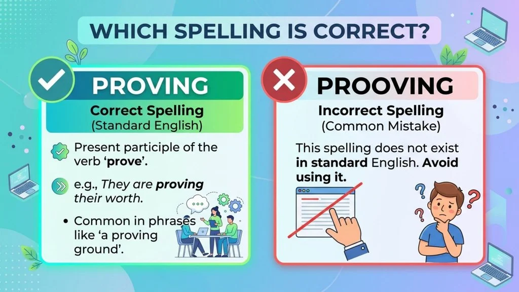 Which Spelling Should Use Proving or Prooving ?