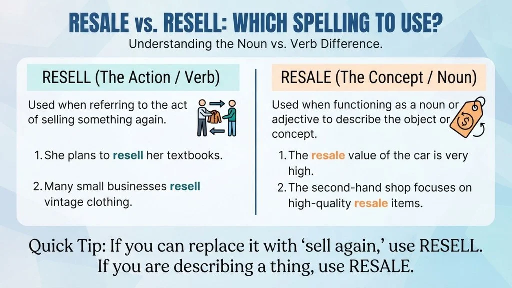 Which Spelling Should Use Resale or Resell ?
