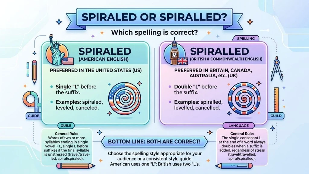 Which Spelling Should Use Spiraled or Spiralled ?
