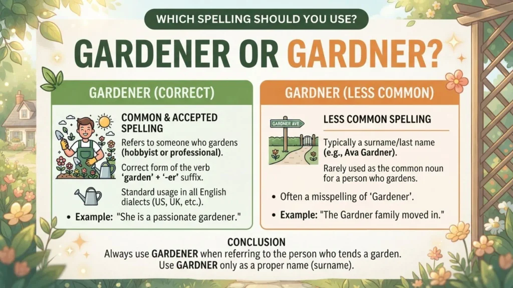 Which Spelling Should Use Gardener or Gardner ?