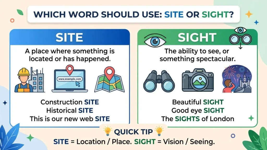 Which Word Should Use Site or Sight ?
