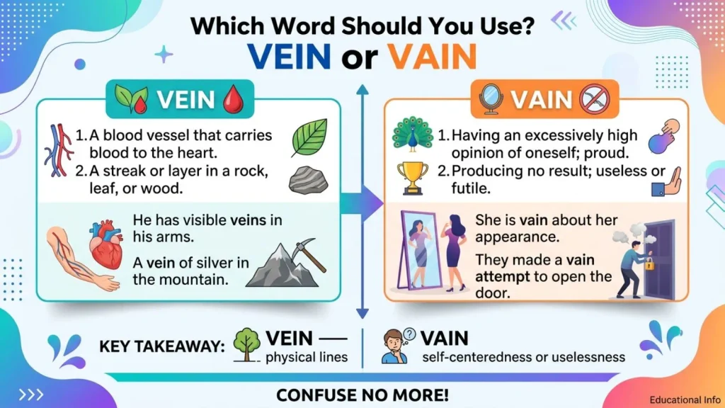 Which Word Should Use vein or vain ?