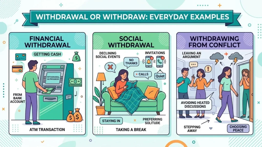 Withdrawal or Withdraw in Everyday Examples