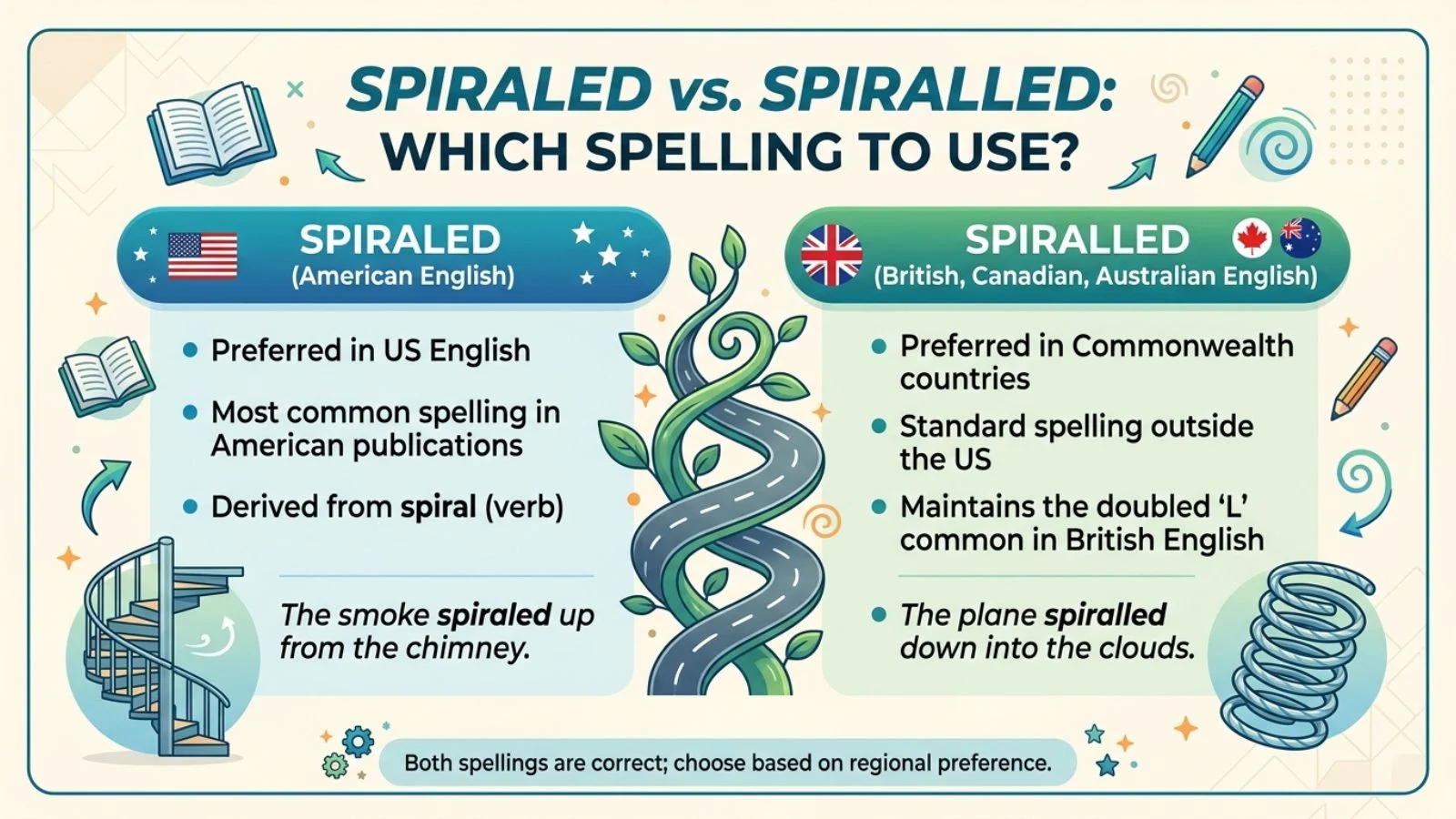 Spiraled or Spiralled